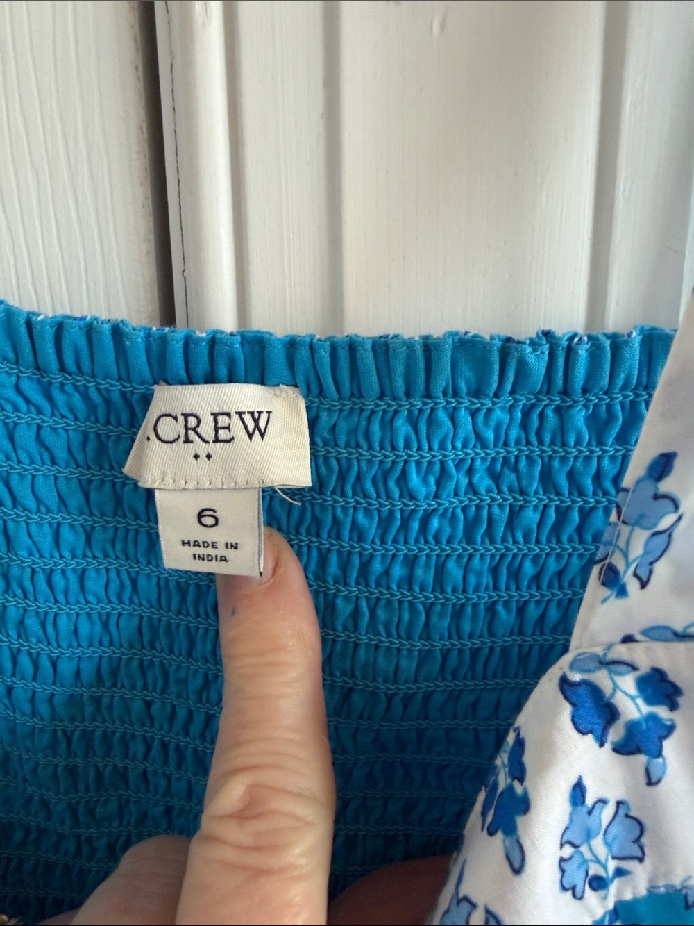 J. Crew Block-print Squareneck Smocked Floral Tiered Midi Dress Size 6 - Picture 8 of 11
